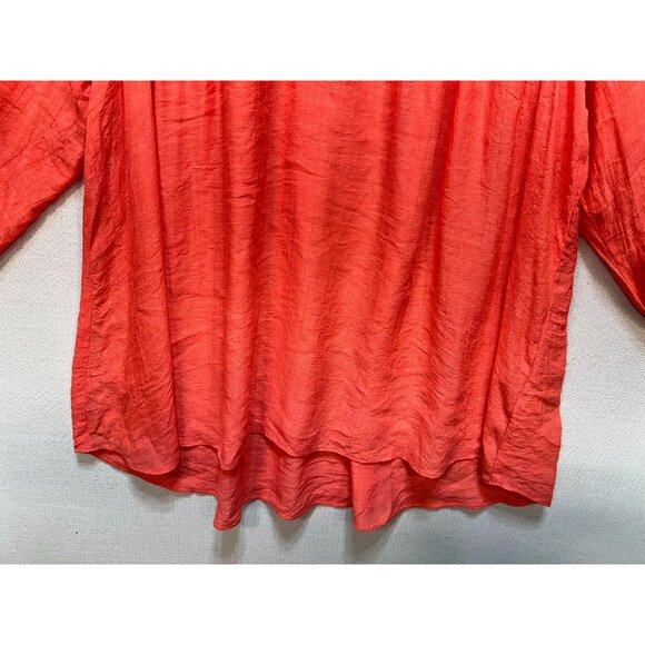 NWT John Paul Richard Peasant Blouse Large Coral Boho Casual Top Crochet Eyelet - Picture 7 of 13